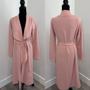 Style Rack Mauve Pink Belted Lightweight Maxi Cardigan (M)